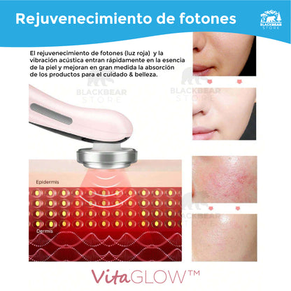 Masajeador facial LED -  VitaGlow™ + Serum