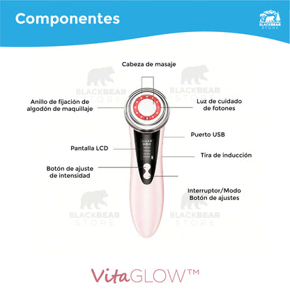 Masajeador facial LED -  VitaGlow™ + Serum