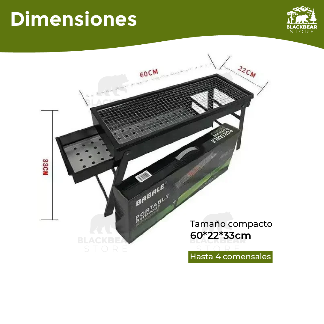 Parrilla a carbón de acero portátil